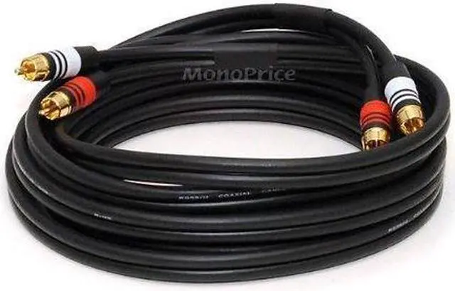 Alt view image 5 of 16 - Monoprice 10ft Premium 2 RCA Plug/2 RCA Plug M/M 22AWG Cable - Black