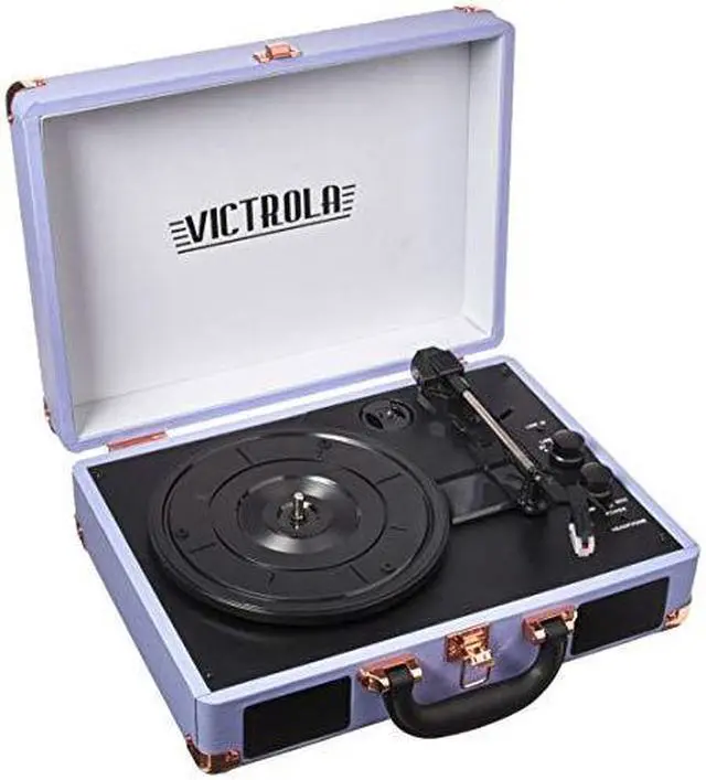 Main image of Victrola Vintage 3-Speed Bluetooth Suitcase Turntable with Speakers Lavender