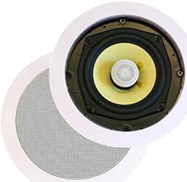 Alt view image 10 of 11 - Monoprice 2-Way Aramid Fiber In-Ceiling Speakers - 8 Inch (Pair) Titanium Silk Dome Tweeters - Caliber Series