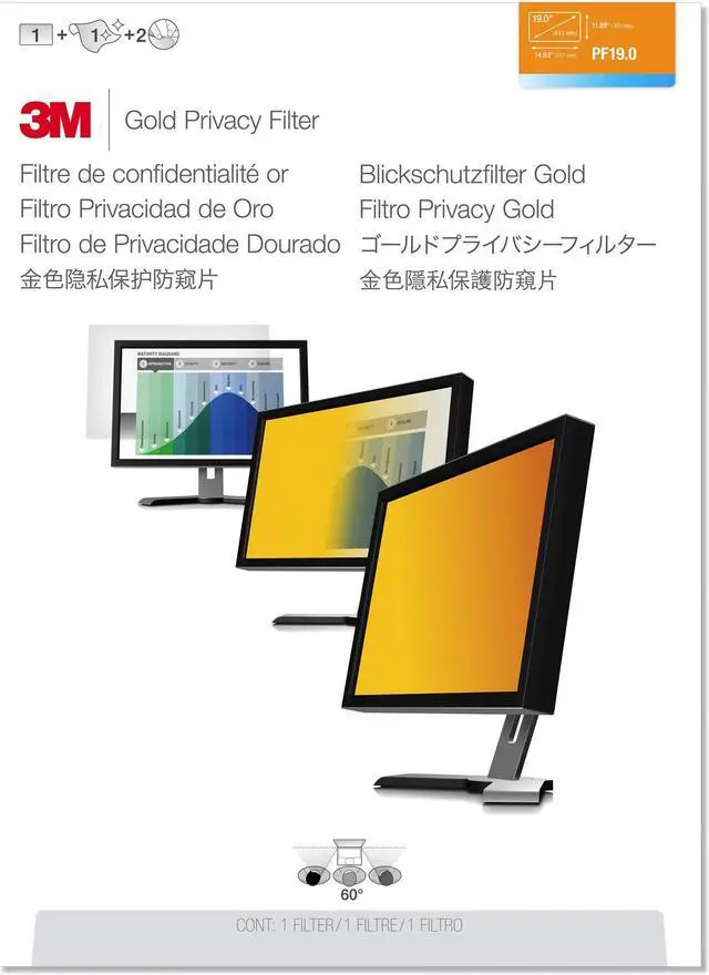 Alt view image 9 of 20 - 3M Gold Standard Monitor Privacy Filter GPF190