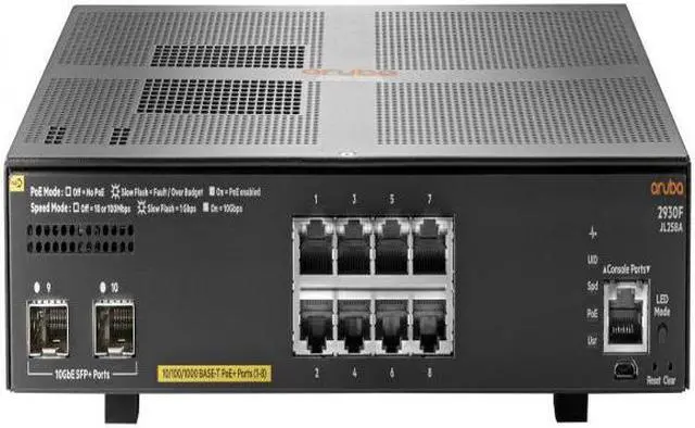 Alt view image 3 of 12 - HP JL258A Aruba 2930F 8G PoE+ 2SFP+, Fixed Port L3 Managed Ethernet Switches Switch