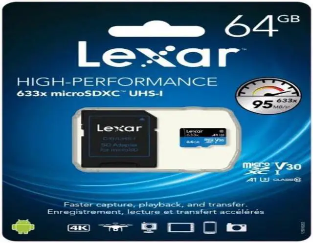 Main image of Lexar High Performance 633x 64GB microSDXC UHS-I Card - Upto 95MB/s U3 C10 V30