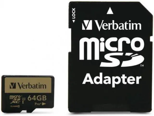 Alt view image 10 of 20 - Verbatim Memory Card microSDXC w/Adapter 64GB BK/GD 44034
