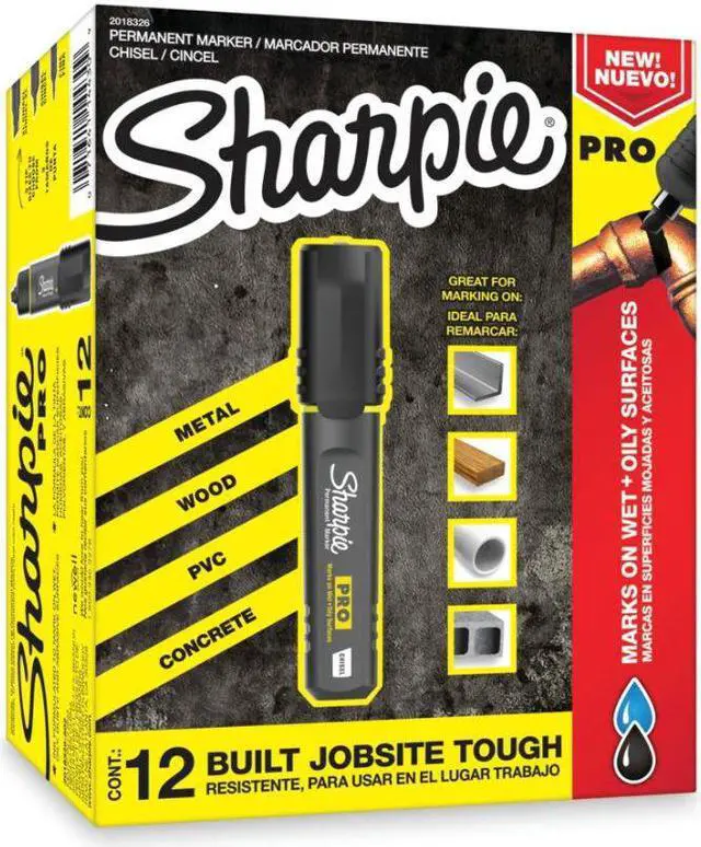 Alt view image 3 of 15 - Sharpie PRO Permanent Markers Chisel Tip Black 12/Pack (2018326A)