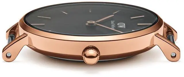 Alt view image 3 of 8 - Daniel Wellington Classic Black Series Black 28mm Dial Rose Gold Bezel Black Nylon Strap Women's Quartz Wrist Watch DW00100247