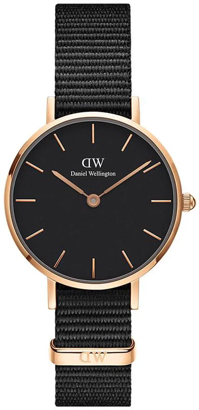 Main image of Daniel Wellington Classic Black Series Black 28mm Dial Rose Gold Bezel Black Nylon Strap Women's Quartz Wrist Watch DW00100247