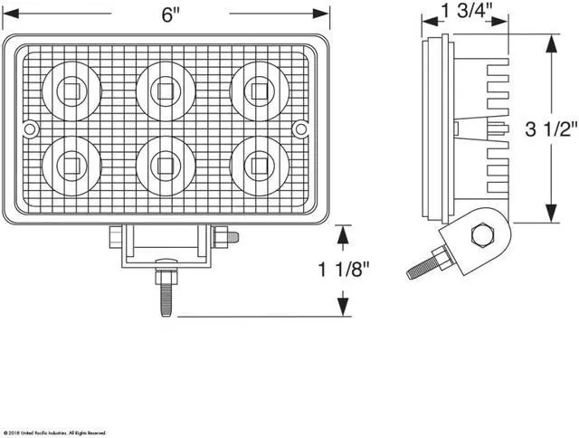 Alt view image 3 of 3 - United Pacific Industries 6 High Power 1 Watt LED Rectangular Working Light Work Lamp Off Road Lamp 39901