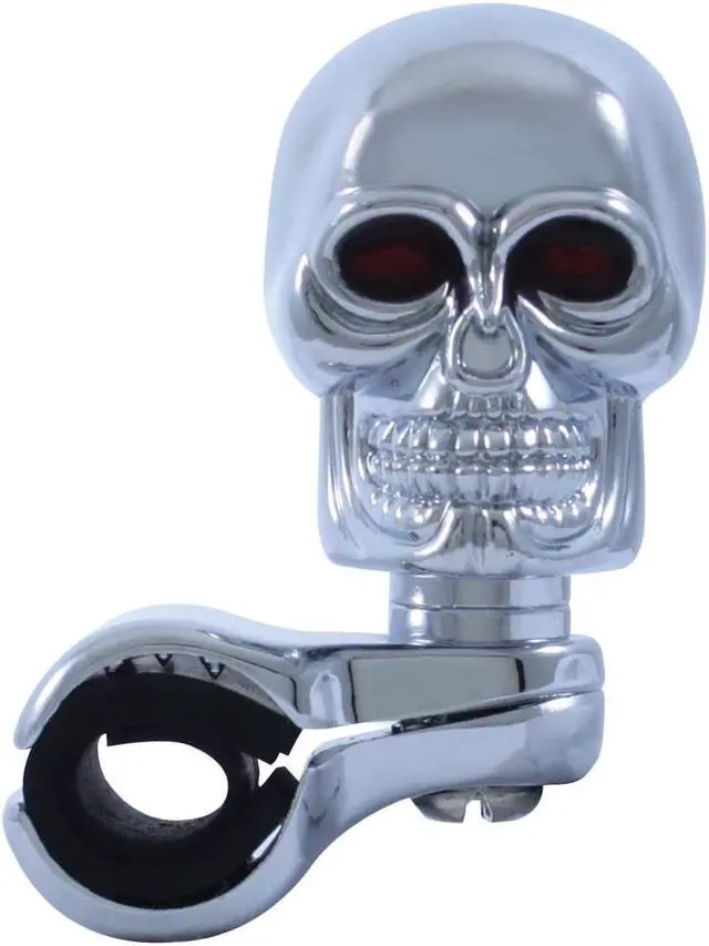 Alt view image 5 of 6 - Chrome Die Cast Skull Steering Wheel Spinner Suicide Knob / Universal Bracket