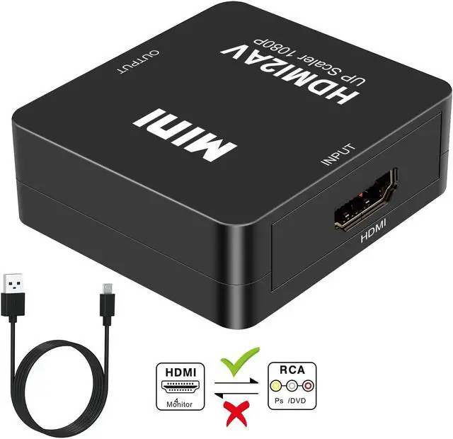 Alt view image 3 of 7 - HDMI to RCA, DIGITNOW 1080P Mini HDMI to Analogue AV 3RCA CVBS Composite HD Video Audio Converter Adpter Supports PAL/NTSC with USB Charge Cable for PC Laptop PS4 PS3 Xbox Blue-Ray HDTV Camera DVD