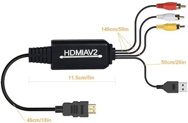 Main image of HDMI to RCA, HDMI to RCA Converter Adapter, 1080P HDMI to AV 3RCA CVBs Composite Video Audio Supports NTSC for PC, Laptop, HDTV, DVD, VHC VCR