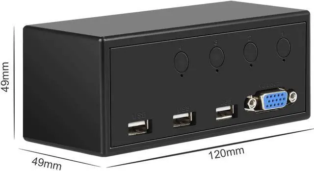 Alt view image 6 of 7 - 4 Port USB KVM Switch Box, VGA Monitor Switcher 4 in 1 Out Support 1080P for 4 Computers Sharing one HD Monitor and one Keyboard, Mouse, and Printer.