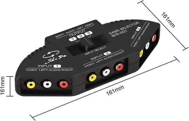 Alt view image 2 of 5 - RCA Splitter with 3-Input and 1-Output, Audio and Video RCA Switch Box with Cable for Connecting 3 RCA Signal Devices to 1 Monitor