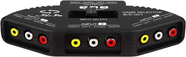 Alt view image 3 of 5 - RCA Splitter with 3-Input and 1-Output, Audio and Video RCA Switch Box with Cable for Connecting 3 RCA Signal Devices to 1 Monitor