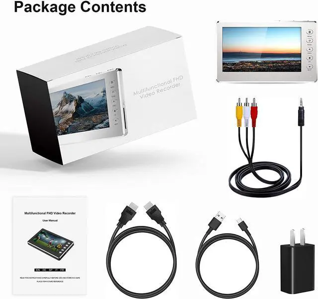 Alt view image 6 of 6 - DIGITNOW HD Video Capture Box 1080P 60FPS USB 2.0 Video to Digital Converter with 5" OLED Screen, AV&HDMI Video Recorder Capture from VCR, DVD, VHS Tapes, Hi8, Camcorders, Gaming Systems