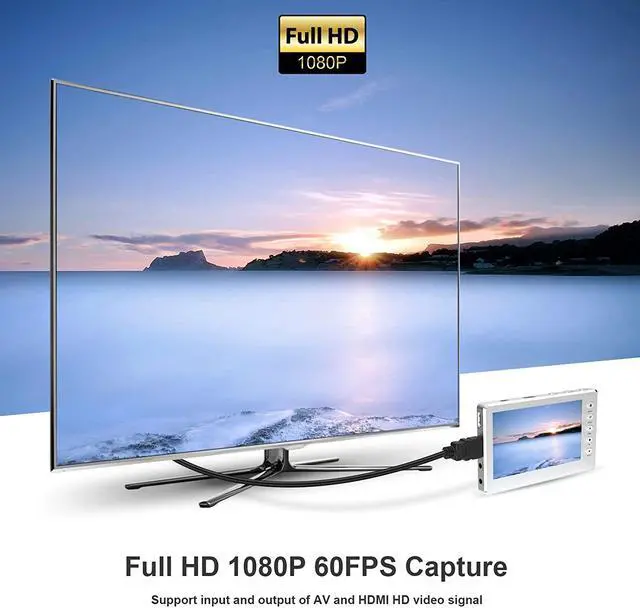 Alt view image 5 of 6 - DIGITNOW HD Video Capture Box 1080P 60FPS USB 2.0 Video to Digital Converter with 5" OLED Screen, AV&HDMI Video Recorder Capture from VCR, DVD, VHS Tapes, Hi8, Camcorders, Gaming Systems
