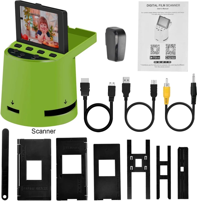 Alt view image 7 of 7 - Unique Digital Film Scanner with 22MP, Converts 35mm, 126, 110, Super 8 Films, Slides, Negatives to JPEG, Tilt-Up 3.5" LCD, Transfer Pictures to Phones Via WiFi Connection, MAC and PC Compatible