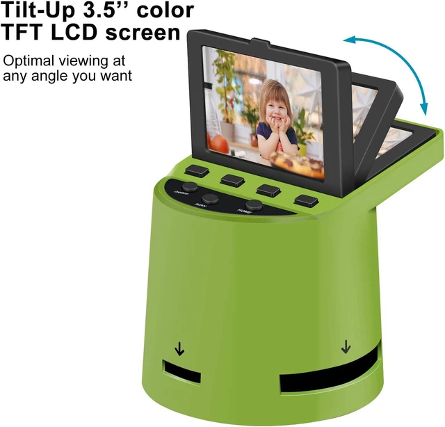 Alt view image 3 of 7 - Unique Digital Film Scanner with 22MP, Converts 35mm, 126, 110, Super 8 Films, Slides, Negatives to JPEG, Tilt-Up 3.5" LCD, Transfer Pictures to Phones Via WiFi Connection, MAC and PC Compatible