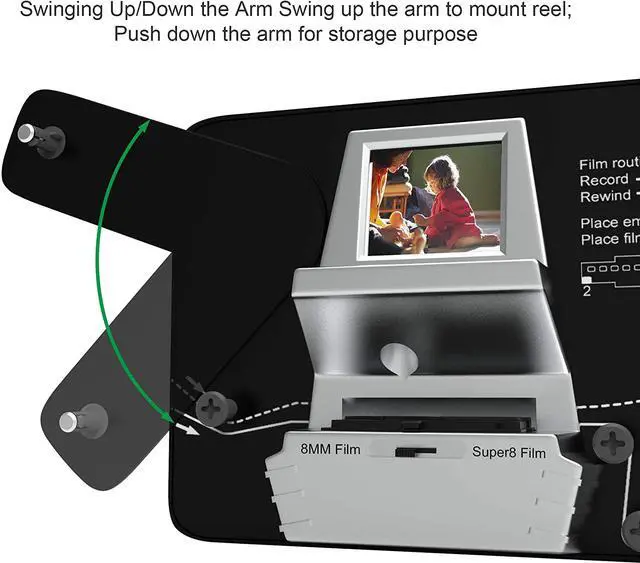 Alt view image 4 of 7 - 8mm & Super 8 Reels to Digital MovieMaker Film Sanner Converter, Pro Film Digitizer Machine with 2.4" LCD, Convert 3 inch and 5 inch 8mm Super 8 Film reels into 1080P Digital Videos,with 32 GB SD Card