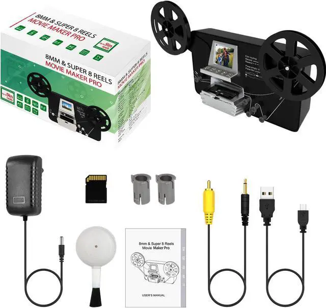 Alt view image 7 of 7 - 8mm & Super 8 Reels to Digital MovieMaker Film Sanner Converter, Pro Film Digitizer Machine with 2.4" LCD, Convert 3 inch and 5 inch 8mm Super 8 Film reels into 1080P Digital Videos,with 32 GB SD Card