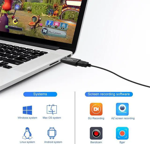Alt view image 6 of 7 - Audio Video Capture Card,HDMI to USB USB2.0 High Definition 1080p 30fps, Directly to Computer for Gaming, Streaming, Teaching, Video Conference or Live Broadcasting