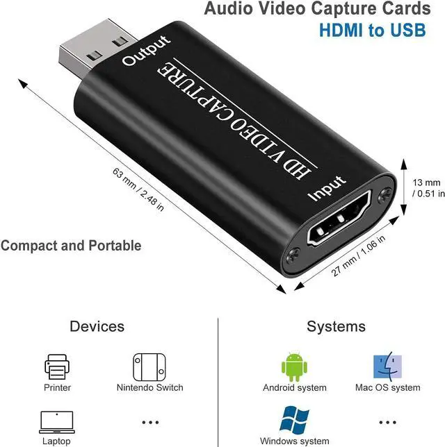 Alt view image 3 of 7 - Audio Video Capture Card,HDMI to USB USB2.0 High Definition 1080p 30fps, Directly to Computer for Gaming, Streaming, Teaching, Video Conference or Live Broadcasting