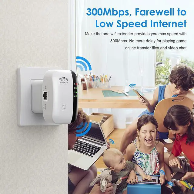 Alt view image 3 of 7 - WiFi Range Extender Repeater 300Mbps Wireless Router Signal Booster Amplifier Supports Repeater/AP 2.4G Network with Integrated Antennas LAN Port