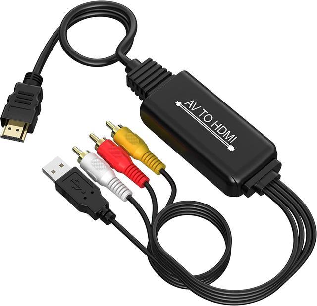 RCA to HDMI Converter, AV to HDMI cable, 3 RCA CVBS Composite to 1080P HDMI AV Adapter Supporting PAL NTSC for PC, TV, STB, VHS, VCR Camera, DVD Audio Video Converters - Newegg.com