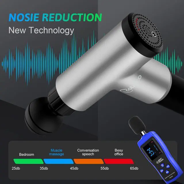 Alt view image 4 of 7 - Digitnow Muscle Massage Gun,6 Speeds Massage Gun, Cordless Handheld Deep Tissue Muscle Massager, Chargeable Percussion Device Super Quiet(Silver)