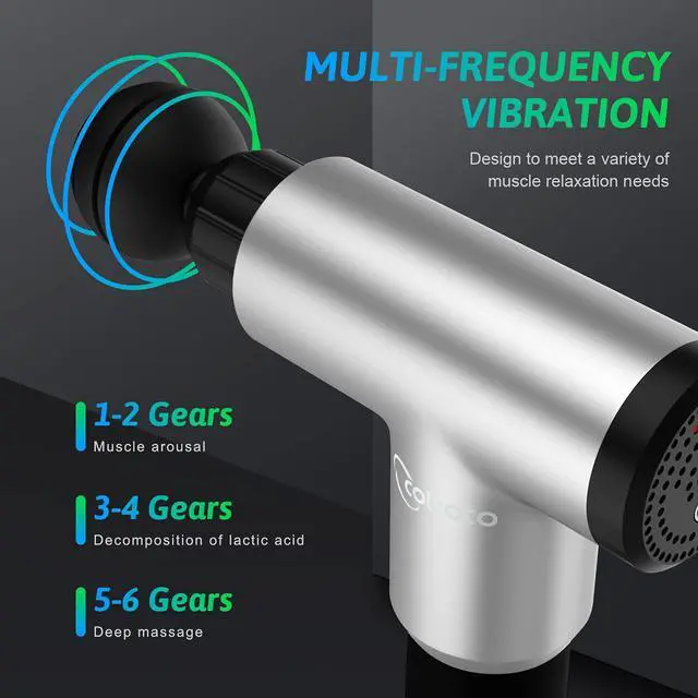 Alt view image 3 of 7 - Digitnow Muscle Massage Gun,6 Speeds Massage Gun, Cordless Handheld Deep Tissue Muscle Massager, Chargeable Percussion Device Super Quiet(Silver)