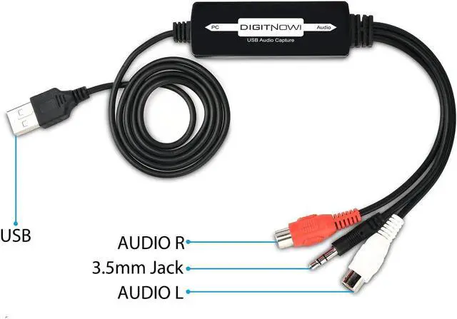 Alt view image 4 of 7 - DIGITNOW USB Audio Capture Card Grabber for Vinyl Cassette Tapes to Digital MP3 Converter, Support Mac & Windows 10/8.1/8 / 7 / Vista/XP