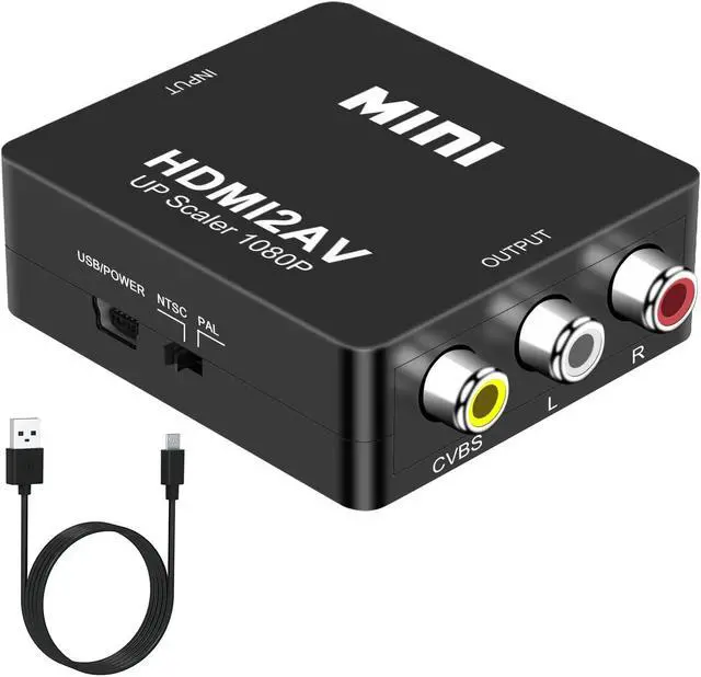 Main image of HDMI to RCA, DIGITNOW 1080P Mini HDMI to Analogue AV 3RCA CVBS Composite HD Video Audio Converter Adpter Supports PAL/NTSC with USB Charge Cable for PC Laptop PS4 PS3 Xbox Blue-Ray HDTV Camera DVD