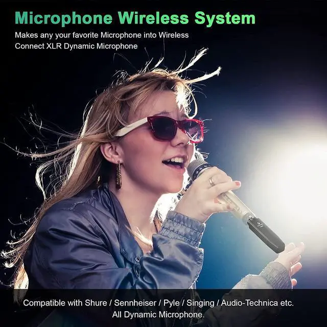 Alt view image 4 of 7 - Rybozen Microphone Wireless System, 2.4GHz Wireless Mic Adapter, Rechargeable Wireless XLR Transmitter and Receiver Compatible for Dynamic Microphone Audio Mixer, PA System and DSLR Camera, Black