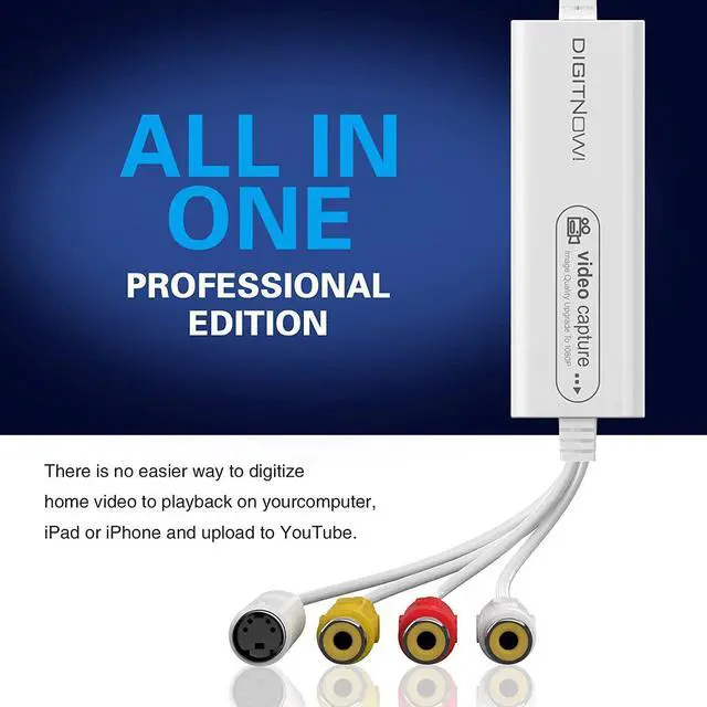 Alt view image 7 of 7 - DIGITNOW USB 2.0 Video Capture Card- Pro+ Version VHS to Digital Converter 1080P 30Hz , Suitable for Mac OS, iPad, Android, WinXP/7/8/10