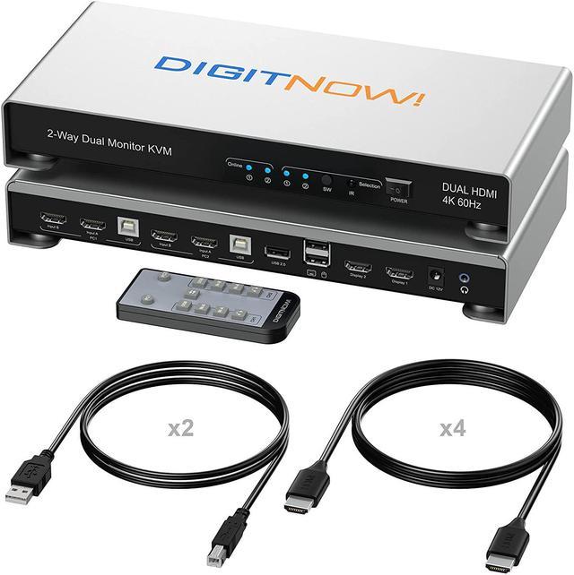 2 Ports KVM Switch HDMI, USB HDMI Switches for 2 Computers Share Wireless  Keyboard Mouse and HD Monitor, Support Hotkey Switch and One Button  Swapping, HD 4K (3840x2160) 