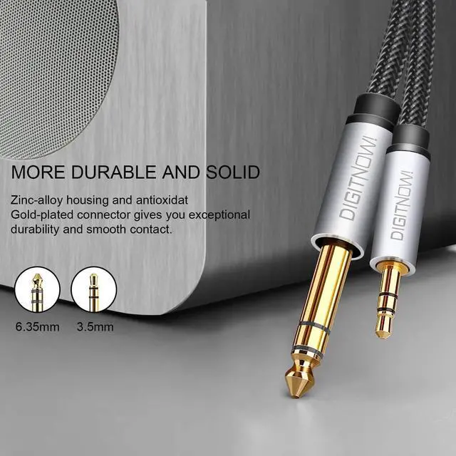 Alt view image 4 of 6 - 6.35mm 1/4" to 3.5mm 1/8" Male TRS Stereo Audio Cable with Alloy Housing and Nylon Braid for Smartphone, PC, Home Theater, Amplifier and Mixing Console, 6.6ft