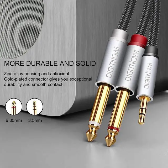Alt view image 3 of 7 - DIGITNOW 3.5mm 1/8" TRS to Dual 6.35mm 1/4" TS Mono Stereo Y-Cable Splitter Cord for Smartphone, Computer, CD Player, Speakers and Home Systems Amplifier, 6.6Ft