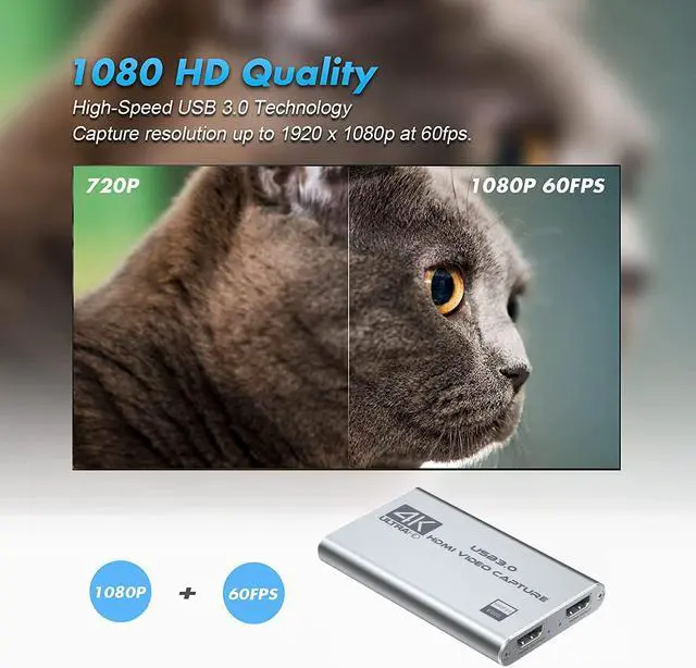 Alt view image 4 of 12 - DIGITNOW 4K Audio Video Capture Card, USB 3.0 HDMI Video Capture Device, Full HD 1080P for Game Recording, Live Streaming Broadcasting-Silver