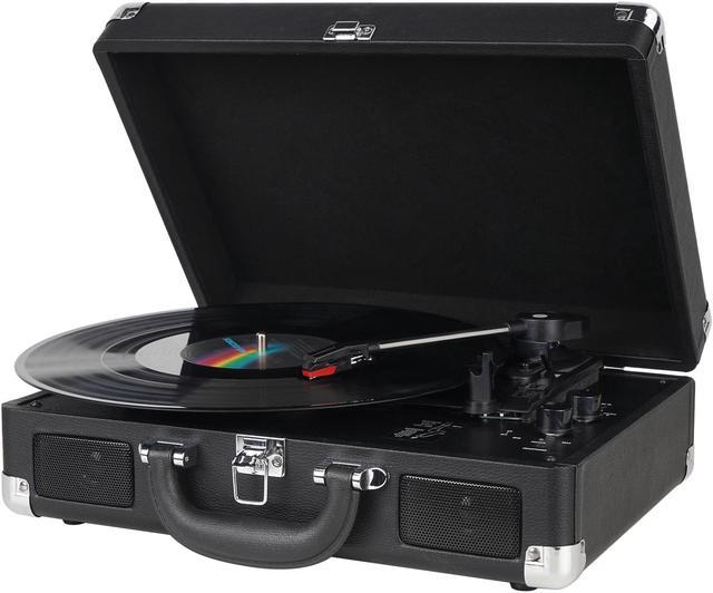 DIGITNOW Vinyl Record Player Wireless Turntable Bluetooth 3-Speed Portable  Vintage Suitcase with Built-in Speakers - Black 
