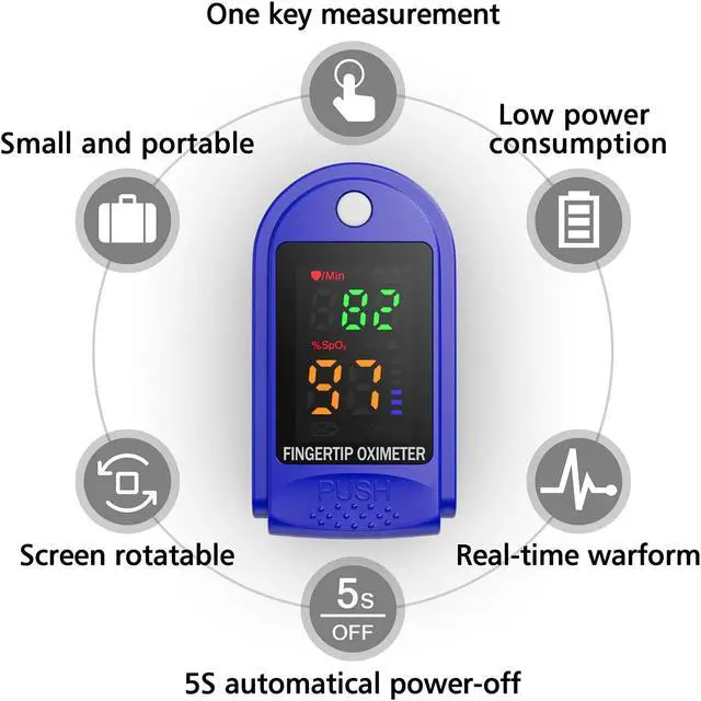 Alt view image 5 of 7 - DIGITNOW Fingertip Pulse Oximeter - Large OLED Display Pulse Oximeter Finger Oximetry Blood Oxygen Saturation Monitor for Heart Rate and SpO2