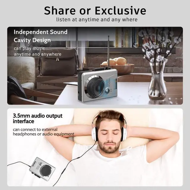 Alt view image 6 of 7 - DIGITNOW! AM/FM Portable Pocket Radio and Voice Audio Cassette Recorder, Personal Audio Walkman Cassette Player with Built-in Speaker and Earphone