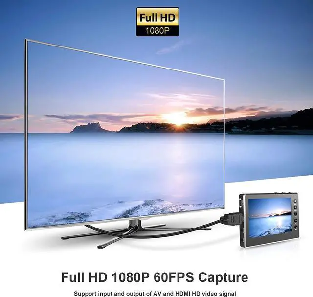 Alt view image 7 of 7 - DIGITNOW HD Video Capture Box 1080P 60FPS USB 2.0 Video to Digital Converter with 5" OLED Screen, AV&HDMI Video Recorder Capture from VCR, DVD, VHS Tapes, Hi8, Camcorders, Gaming Systems