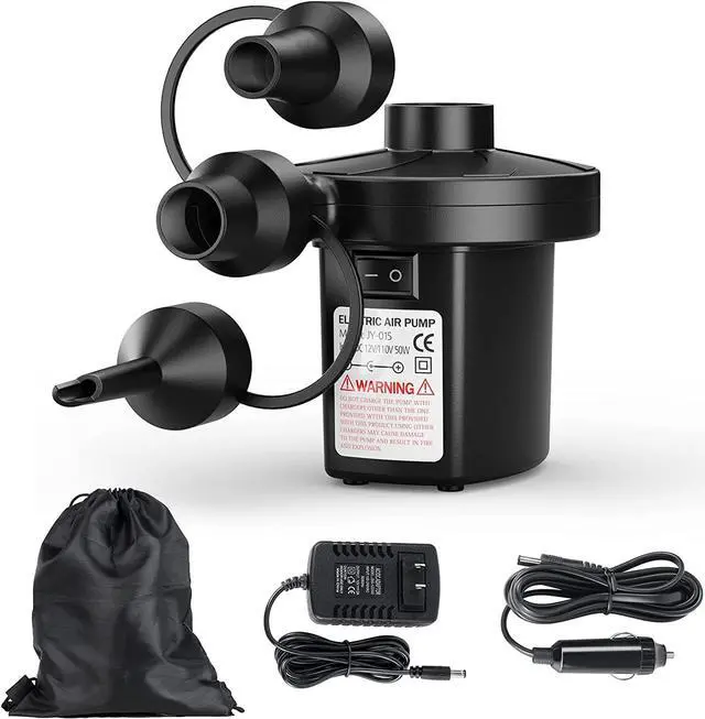 Main image of Electric Air Pump for Inflatables,Portable Quick-Fill Air Pump with 3 Nozzles,110V AC/12V DC,Inflator & Deflator Pumps for Outdoor Camping,Air Mattress Beds,Boats,Inflatable Cushion,Couch,Pool Floats