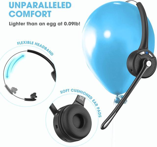 Alt view image 4 of 5 - Bluetooth Headset with Microphone, Noise Canceling Wireless On Ear Headphones, Bluetooth Headphones with Mic Charging Base, Phone Headset Mute Button for Laptop, Skype, Call Centers, Office, Trucker