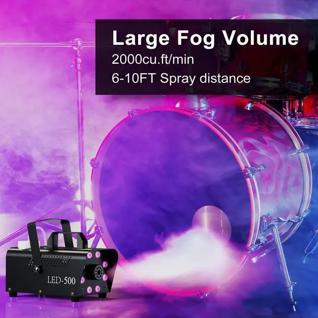 Alt view image 4 of 7 - Smoke Machine, Fog Machine Halloween Outdoor- 8 Stage LED Lights with 13 Colors & Strobe Effect, Automatic Smoke Machine for Party Wedding Holiday, 500W with Receiver and Wireless Remote Controls