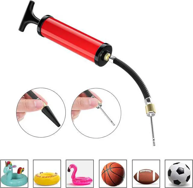 Alt view image 5 of 7 - Ball Pump, Sports Ball Pump with 5 Needles, Nozzle, Extension Hose, Carry Bag, Push & Pull Inflator System, Perfect for Volleyball, Basketball, Football, Soccer, Water Polo, Swim Inflatables