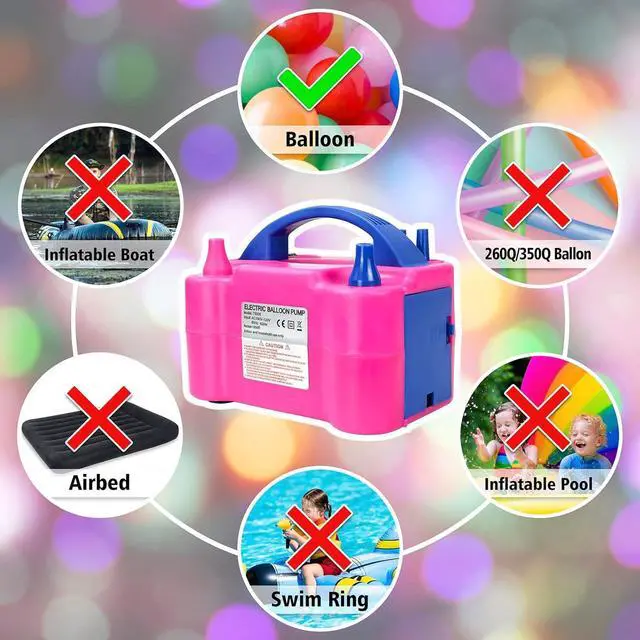 Alt view image 4 of 7 - Electric Air Balloon Pump, Portable Dual Nozzle Electric Balloon Inflator for Party Decoration, 110V 600W Balloon Blower Pump Inflation