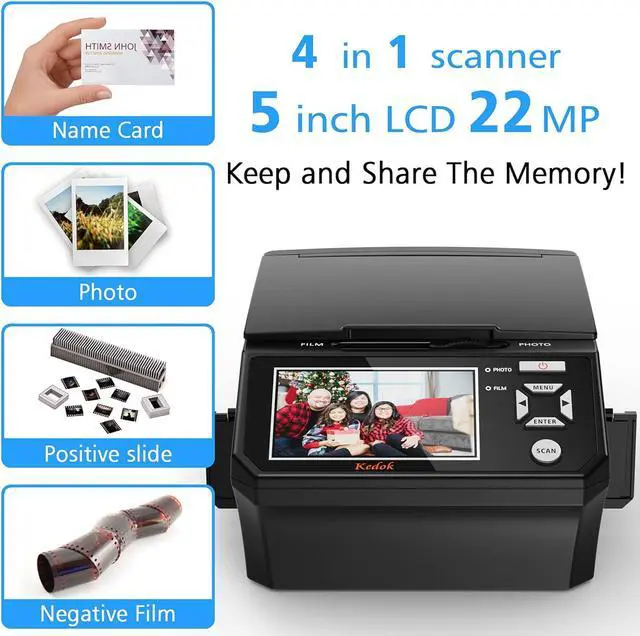 Alt view image 6 of 6 - 22MP Film &Slide Photo Multi-Function Scanner, Converts 135Film/35mm,110Film/16mmNegatives/Slide/Photo/Document/Business Card to HD 22MP Digital JPG Files, 8GB Memory Card Included
