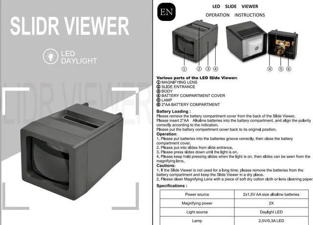 Alt view image 5 of 5 - Portable LED Lighted Illuminated 35mm Slide Viewer