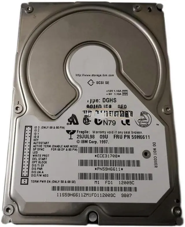 Main image of For IBM 59H6611 DGHS COMP IEC-950 9.1G 09U 68 pin SCSI hard disk DGHS09W