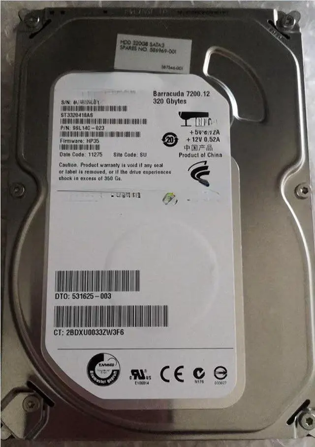 Main image of For ST3320418AS 320G 7.2K 3.5 SATA hard disk 531625-003 586969-001
